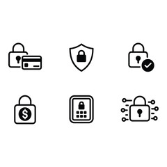 Poster - Cybersecurity Icons Secure Payment Data Protection and Network Safety Symbols