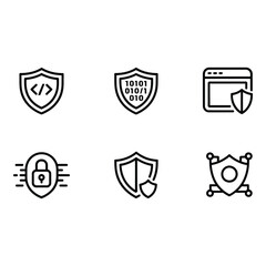 Poster - Cybersecurity Shield Icons Modern Line Art Graphics for Website and App Security