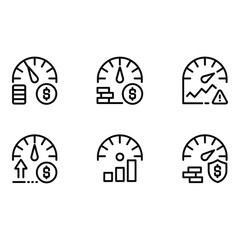 Poster - Financial Speedometer Icons Modern Line Art Graphics for Business Finance and Investment Concepts