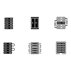 Fototapete - Modern Data Center Server Rack Icons Network Storage and Cloud Computing Symbols