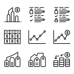 Poster - Modern Line Icons Financial Growth Data Analysis and Business Performance Metrics