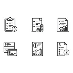 Poster - Modern Line Icons Finance Accounting Checklist Budget Financial Growth Minimalist Style