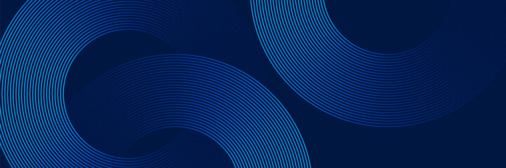 Poster - modern blue background with curved and overlapping blue gradient lines