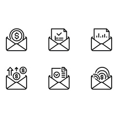 Poster - Modern Minimalist Email Icons Finance Checklist Data and Wireless Payment Illustrations