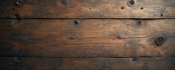 Aufkleber - Rustic wooden background, horizontal planks texture. Brown wood grain surface with knots. Natural timber, hardwood material for design, decor, flooring, tabletop, furniture, construction projects.