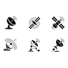 Aufkleber - Satellite Dish and Spacecraft Icons Modern Monochrome Technology Communication Graphics