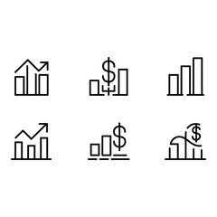 Poster - Set of Six Minimalist Line Icons Financial Growth Profit and Market Trends