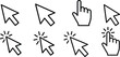 © Mouaad - mouse cursor click and loading icon for computer, mobile app, animation, or ui design. mouse pointer black and white vector illustration on transparent background.