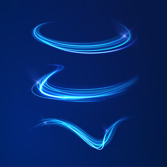 Poster - png dynamic blue glow flash line movement sparkle rotation curve background circle ellipse energy wave brilliant futuristic trace neon wind power swirl magic

