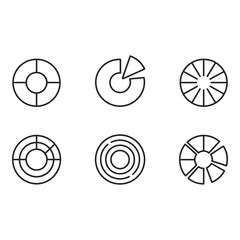 Poster - Six Minimalist Circular Line Icons Data Progress and Process Diagrams
