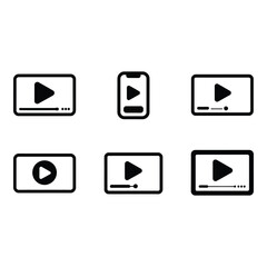 Leinwandbilder - Six Modern Play Button Icons Versatile Video Player Symbols for Web and App Design