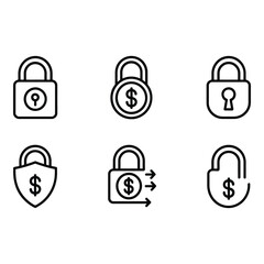 Poster - Six Modern Padlock Icons Financial Security Data Protection and Transaction Safety Symbols