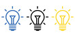 © Hafidz Sources - Set of simple outline light bulb icon illustration vector design with different color. Innovation, concept, inspiration, creative thinking, notion, thought, conclusion, and problem solving.