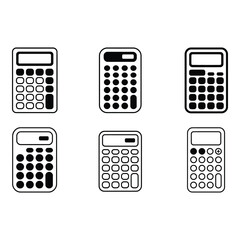 Poster - Six Simple Black Calculator Icons Minimalist Modern and Clean Design for Finance Technology and Math Concepts