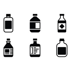 Poster - Six Simple Black Bottle Icons Versatile Packaging Minimalist Style Clean Design
