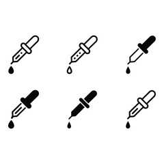 Poster - Six Simple Black Pipette Icons Medical Science or Chemistry Design Elements