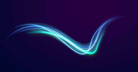 Poster - png tornado light swirl neon glow sparkle dynamic movement curve trace background lens vortex bright magic green flash ellipse rotation line transparent power design

