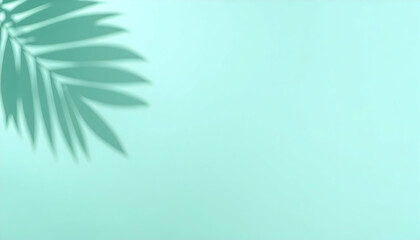 Poster - Leaf shadow on pastel background with light green tone