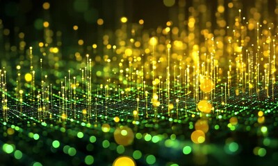 Poster - Abstract digital network with vibrant glowing points
