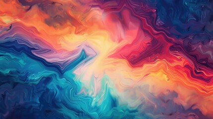 Fototapete - Abstract flowing fabric with vibrant color tones. Dynamic textile design. Background image of swirling colorful watercolor in fluid texture. Close up of material waving and flowing motion. AIG51.