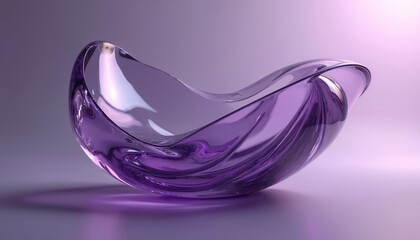 Poster - Abstract purple glass sculpture. Modern art design with smooth curves, glossy texture. Light reflects, creating wave. Digital render creates futuristic shape suitable for modern decor, design