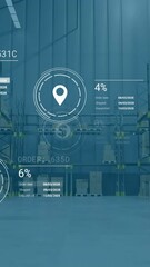 Poster - Animation of icons with data processing over warehouse