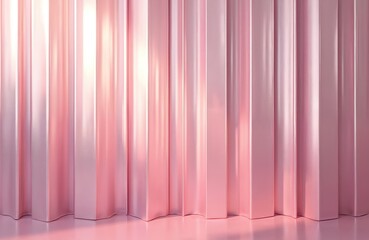 Aufkleber - Pink shimmery paper background with vertical glossy stripes. Abstract decorative wall with texture, light reflection. Interior design element for beauty product presentation, fashion, decor,