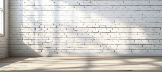 Poster - Elegant White Brick Wall Backdrop for Modern Interiors, Perfect for Photography and Home Offices