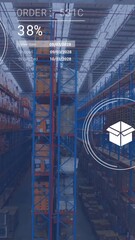Poster - Animation of icons with data processing over warehouse