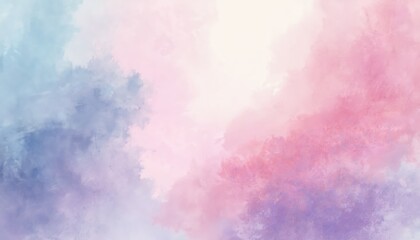 Poster - Abstract pastel watercolor background texture in soft pink blue purple colors. Gentle brush strokes paint with vibrant gradient effect. Artistic design element for feminine projects, invitations, web