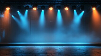 Poster - Illuminated stage with a foggy atmosphere, creating a mesmerizing visual effect. The lighting adds depth and intrigue to the scene.