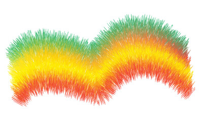 Fototapete - Abstract wavy brush strokes with green yellow and orange gradient isolated on transparent background
