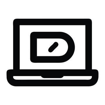 Black laptop with play button icon computer technology