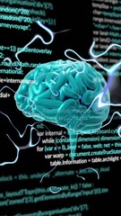 Poster - Animation of human brain and ai data processing over black background