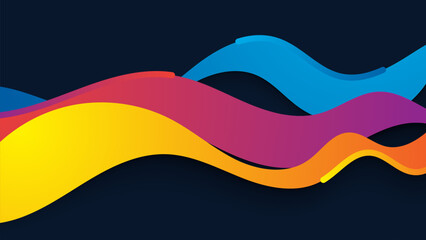 Poster - Colorful Abstract Wave Background with Lines and Modern Vector Design