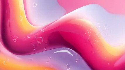 Poster - Abstract art showing gradients of pink and lavender hues, accented by bubbles and gentle waves. The design is modern and visually appealing, creating a dreamy aesthetic.