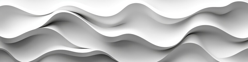 Poster - Elegant Minimalist Design Featuring Soft White Waves in a Seamless 3D Rendered Texture Background