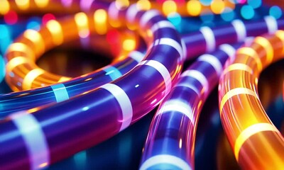 Poster - Abstract neon tubes in vibrant colors