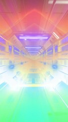 Poster - Animation of multicolored lens flares moving in 3d tunnel