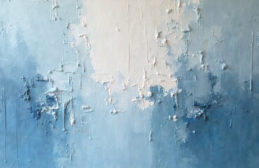 Aufkleber - Abstract art background with blue, white colors. Oil on canvas with rough brushstrokes, texture. Painting by oil, palette knife. Highly textured artwork with high quality details. Decorative detail