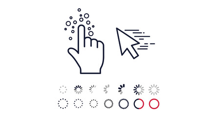 Fototapete - Interactive user interface elements representing digital engagement and progress indicators for web design applications