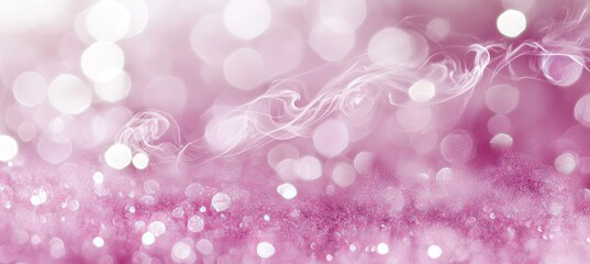 Poster - Soft Neon Lavender Swirls with Pink Splashes and Delicate Bokeh Light for Digital Art