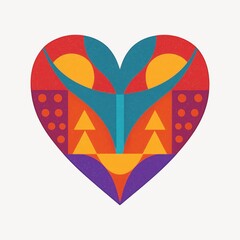 Poster - Colorful geometric heart illustration.