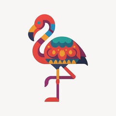 Poster - Colorful geometric flamingo illustration.