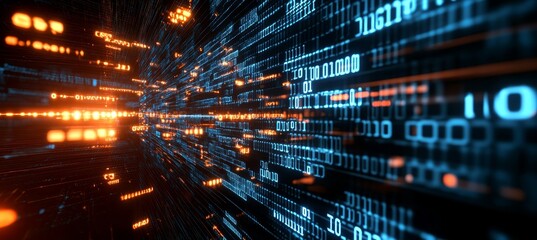 Poster - Dynamic World Data Tunnel Cybersecurity and Big Numbers in Flow Chart for Future Data Transfers
