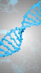 Poster - Animation of dna strands over data processing on grey background