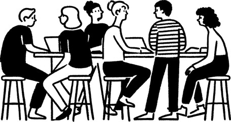 Fototapete - Collaborative office scene with people using standing desks in a bright workspace