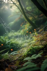 spider web with dew drops