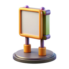Poster - Colorful 3d billboard display with blank white screen isolated on transparent background