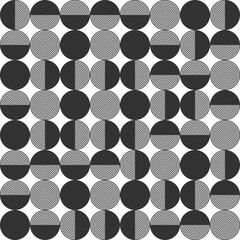 Aufkleber - Monochrome geometric seamless pattern. line radial semicircles. Modern abstract black and white background. Perfect for textile design, branding, web elements, stationery, packaging, social media